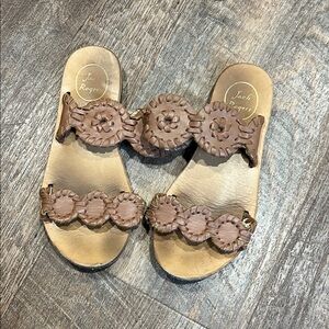 Jack Rogers Tan Leather Slide Sandals